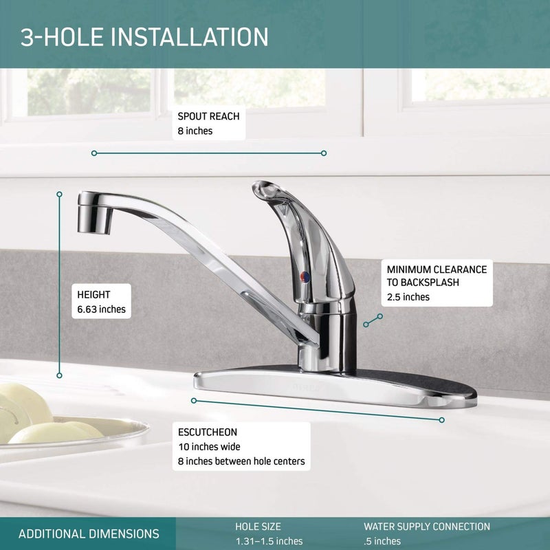 Peerless Single-Handle Kitchen Sink Faucet, Chrome P110LF - Image 3